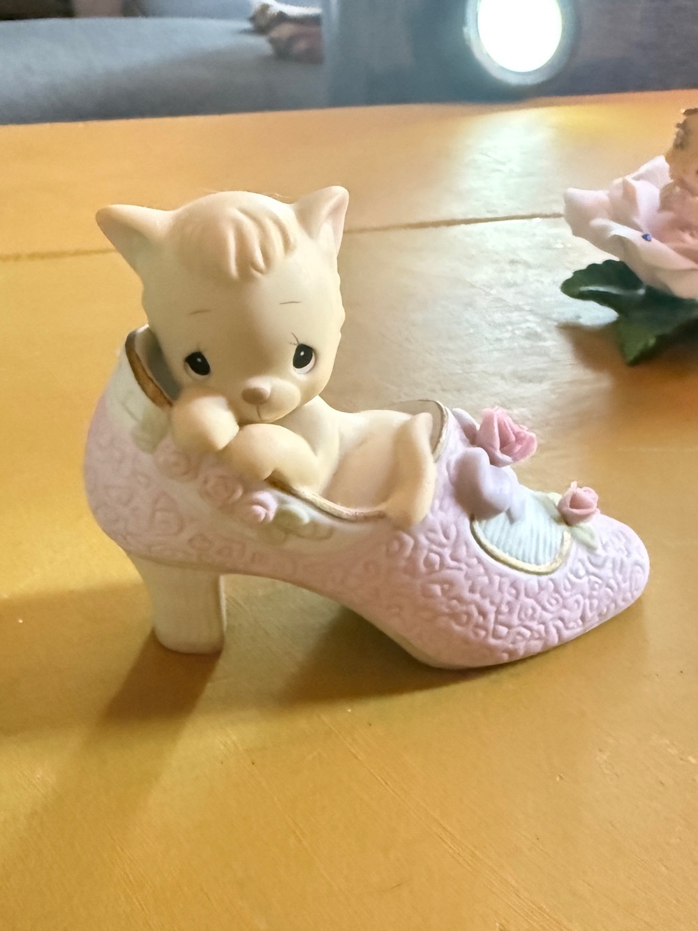 Pink Ceramic High Heel Figurine with Kitten you are the cats meow